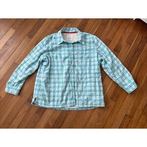 L.L. Bean Plaid Flannel Shirt Fleece Lined Women's Jacket Vintage Teal Size L